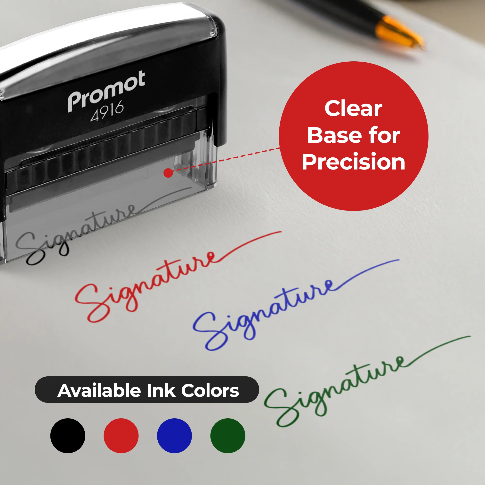 Personalized Round Signature Self Inking Rubber Stamp - Extra Wide